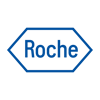 	The Roche logo is shown. It consists of the word "Roche" in navy blue lettering, with a blue hexagon-shaped line around the word.