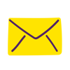 A graphic of a yellow envelope with purple detail