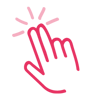 Pink icon symbolising a hand touching