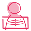 Pink icon of a mammogram