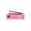 Product photo of pink and black ghd hair straighteners lying on top of a box with Tickled Pink branding.