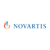 	The Novartis wording is displayed in capital blue letters. To the left of the word is the rest of the Novartis logo, which resembles the outline of a harp, in orange, yellow and blue.