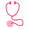 Pink icon of a stethoscope 