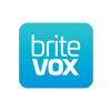 The britevox logo. The words brite and vox are spelt out in lowercase letters. The letters are white on a turquoise background.