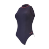 Product photo of a navy blue Zoggs swimming costume with pink details