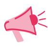 A basic drawing of a loudspeaker, using pink for the main body of the speaker and a red line around its edges.